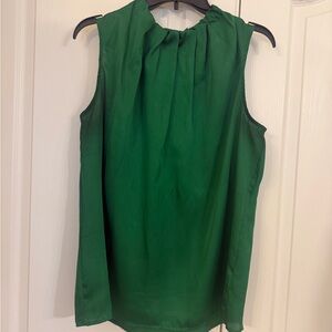 Worthington Vibrant Satin Green Sleeveless Blouse